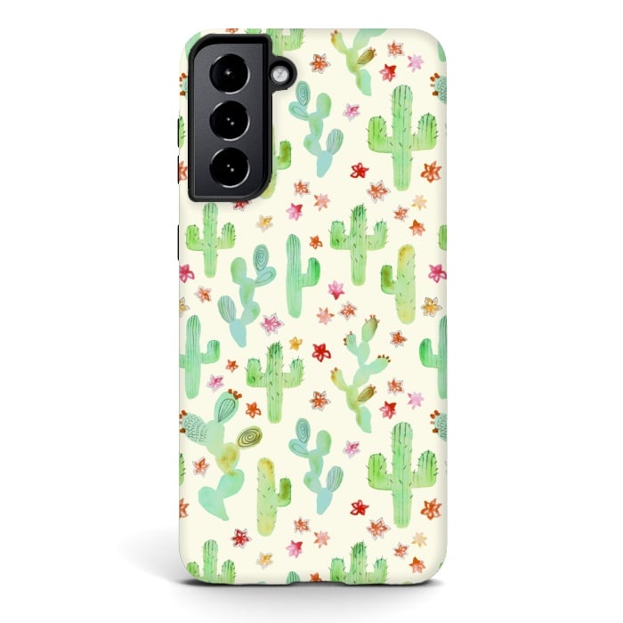 Galaxy S21 plus StrongFit Watercolor Cacti by Tangerine-Tane