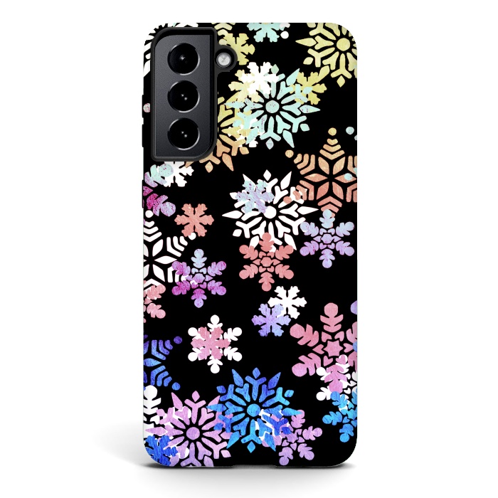 Galaxy S21 StrongFit Rainbow colourful snowflakes Christmas pattern by Oana 