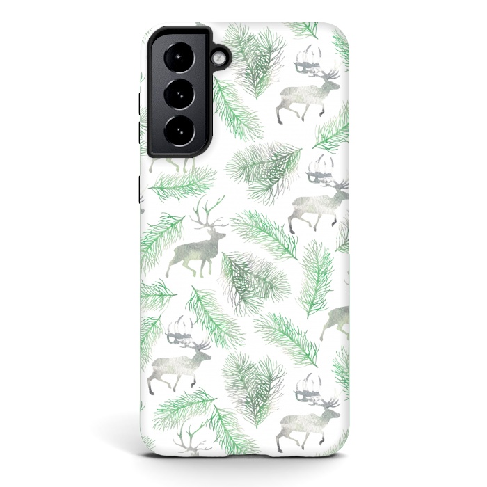 Galaxy S21 StrongFit Deer and pine branches by Julia Badeeva
