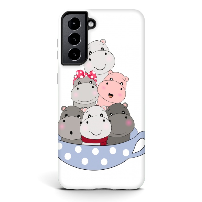 Galaxy S21 StrongFit cute hippos by haroulita