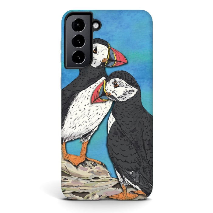 Galaxy S21 StrongFit Puffin Perfection by Lotti Brown