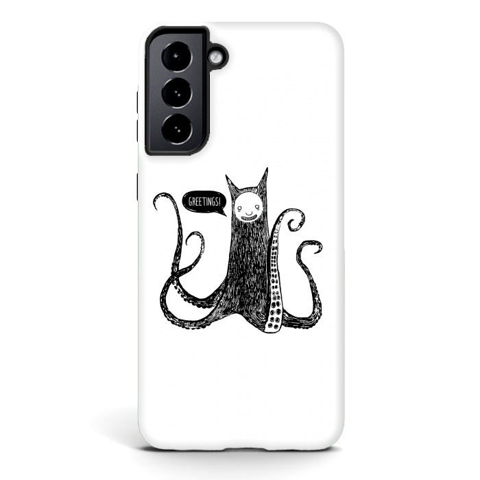 Galaxy S21 plus StrongFit Greetings from the kraken cat by Laura Nagel
