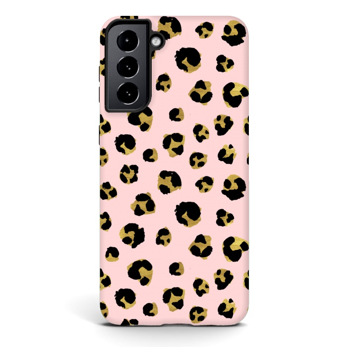 Galaxy S21 plus StrongFit Pink and gold leopard by Julia Badeeva