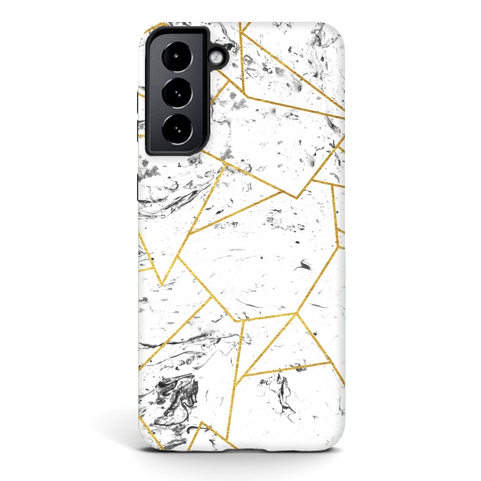 Galaxy S21 StrongFit White marble and gold frame by Julia Badeeva