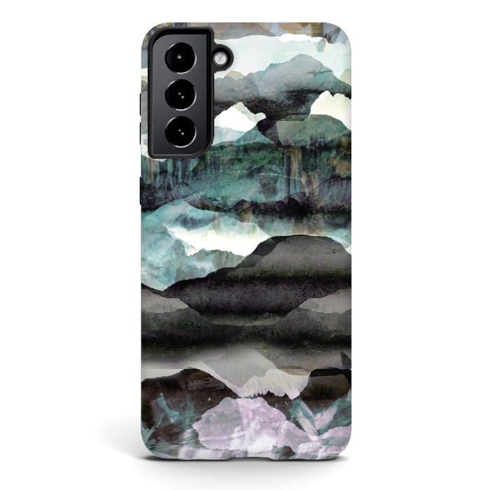 Galaxy S21 StrongFit stylised mountain landscape art by Oana 