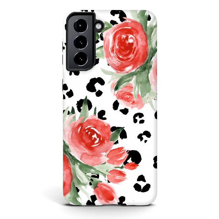 Galaxy S21 StrongFit Roses and leopard by Julia Badeeva