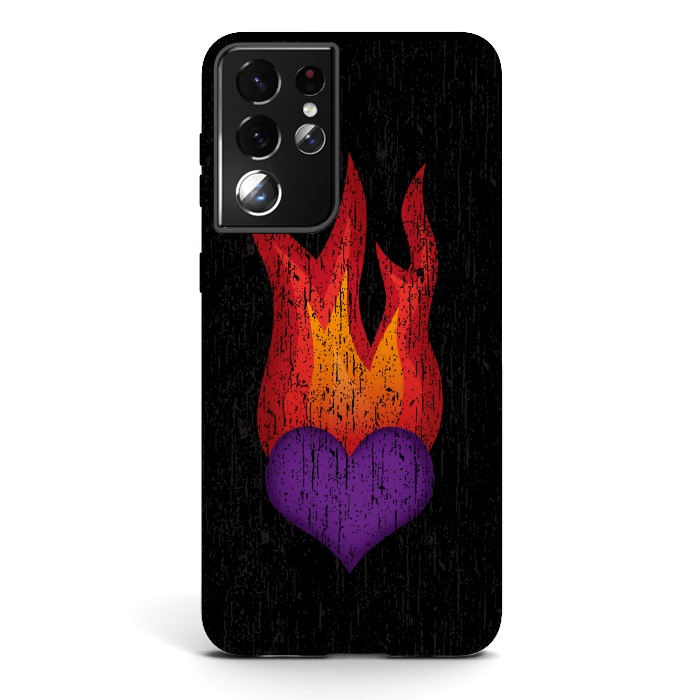 Galaxy S21 ultra StrongFit Heart on Fire by Majoih