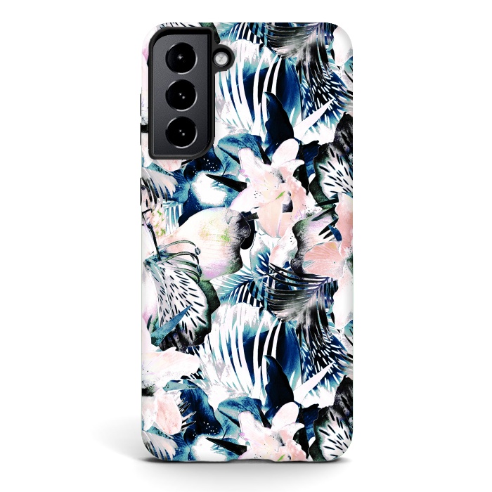 Galaxy S21 StrongFit Jungle leaves and flowers by Oana 