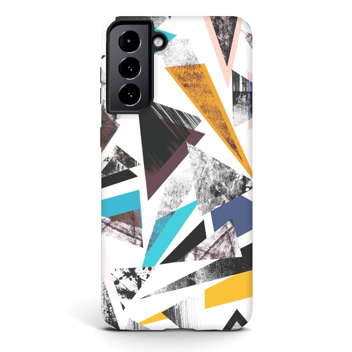 Galaxy S21 plus StrongFit Colorful textured triangles by Oana 