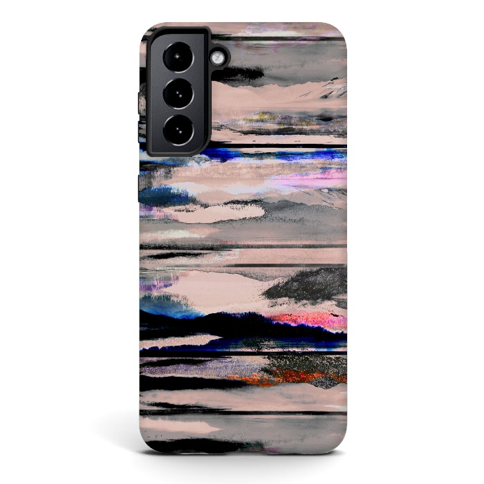 Galaxy S21 StrongFit Mountain landscape brushed painted pattern by Oana 