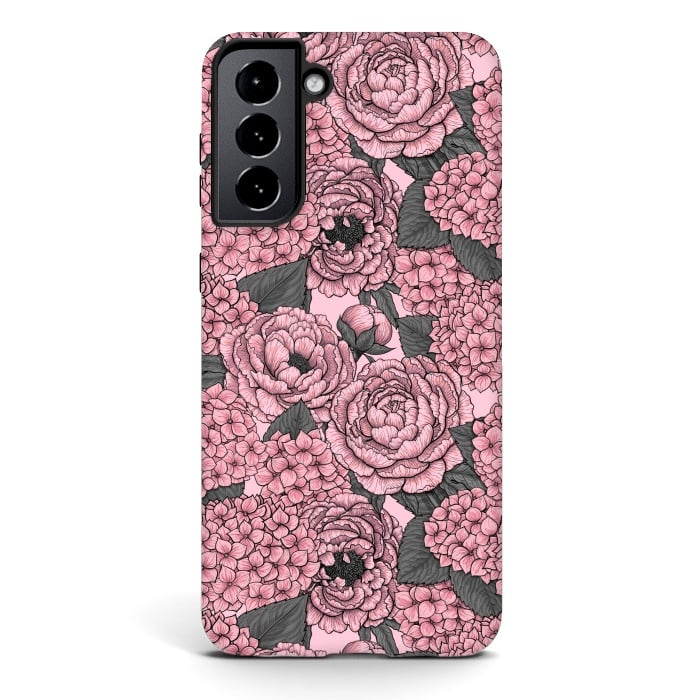 Galaxy S21 plus StrongFit Peony and hydrangea in pink by Katerina Kirilova