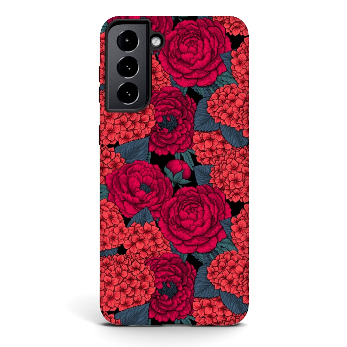 Galaxy S21 plus StrongFit Peony and hydrangea in red by Katerina Kirilova