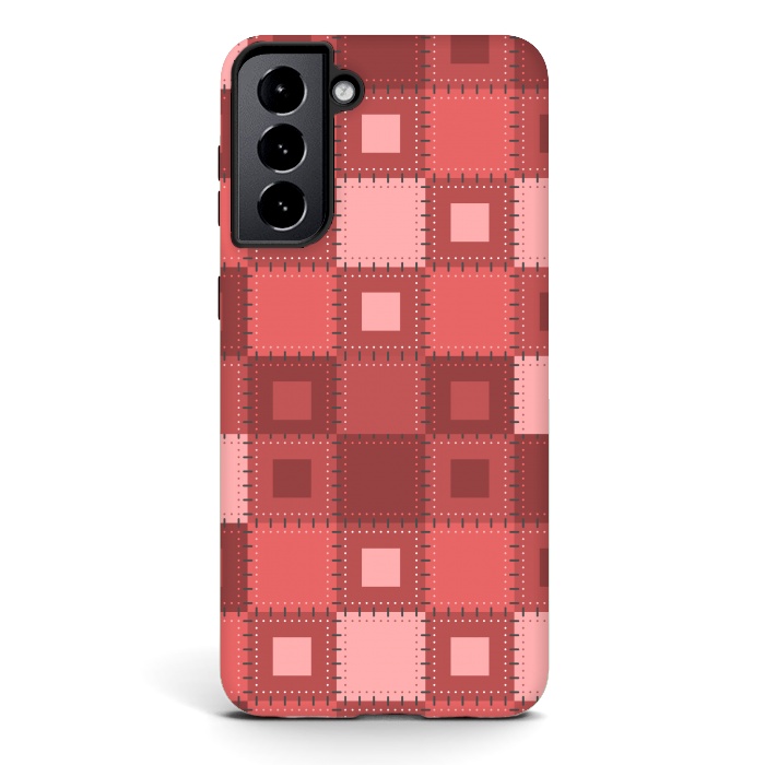 Galaxy S21 StrongFit RED WHITE PATCHWORK by MALLIKA