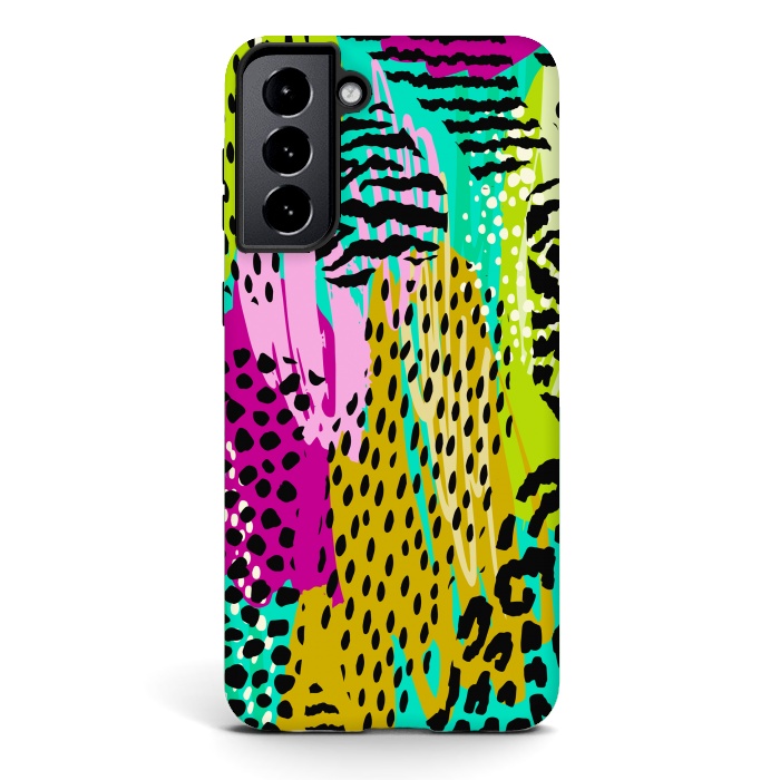 Galaxy S21 StrongFit colorful abstract animal print by haroulita