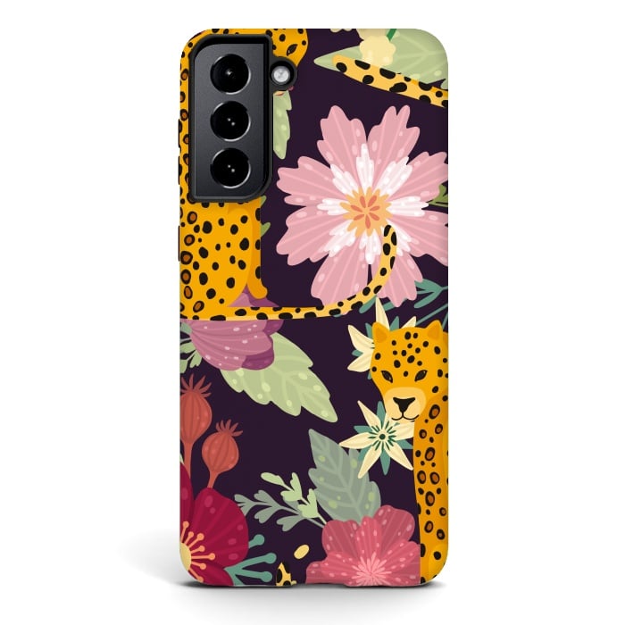 Galaxy S21 StrongFit floral leopard by haroulita