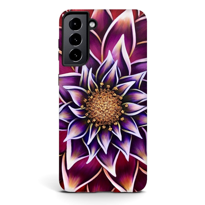 Galaxy S21 StrongFit Gilded Dahlia by Denise Cassidy Wood