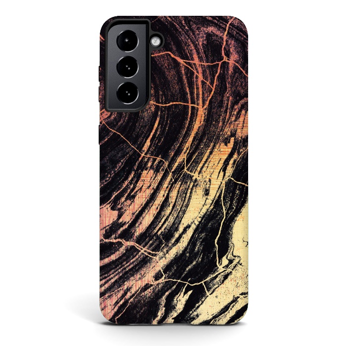 Galaxy S21 StrongFit Gold marble brush strokes by Oana 
