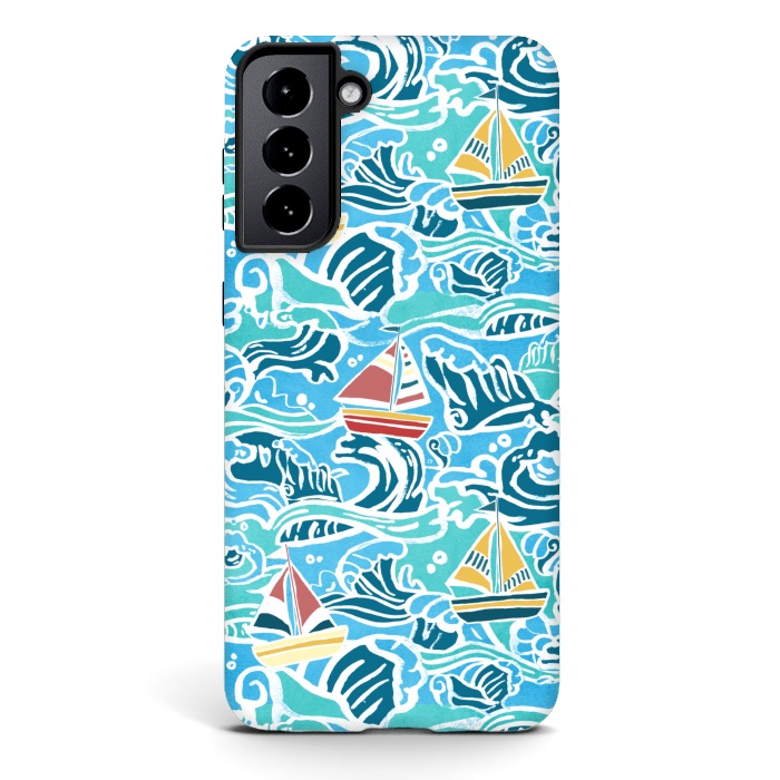 Galaxy S21 StrongFit Sailboats & Waves by Tangerine-Tane