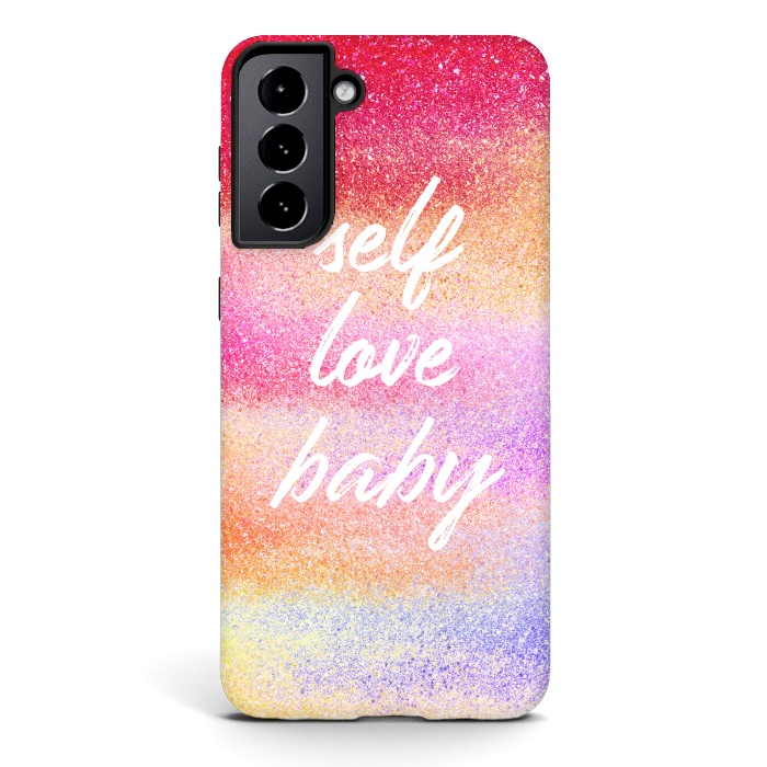 Galaxy S21 StrongFit Self Love colorful gradient glitter by Oana 