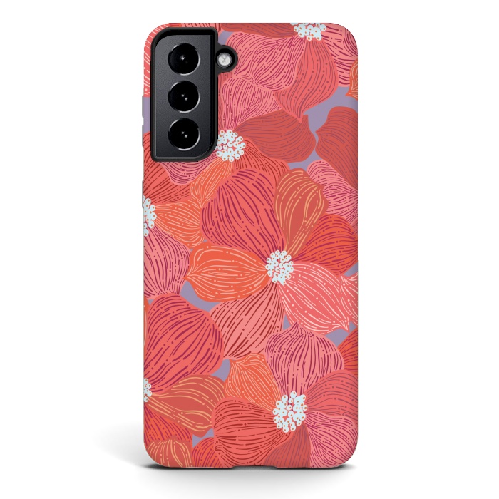 Galaxy S21 StrongFit Coral floral by Nina Leth