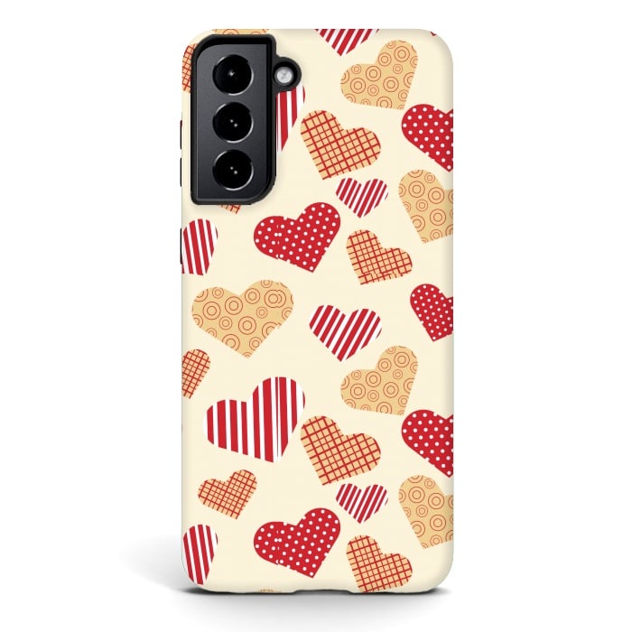 Galaxy S21 StrongFit RED GOLDEN HEARTS by MALLIKA