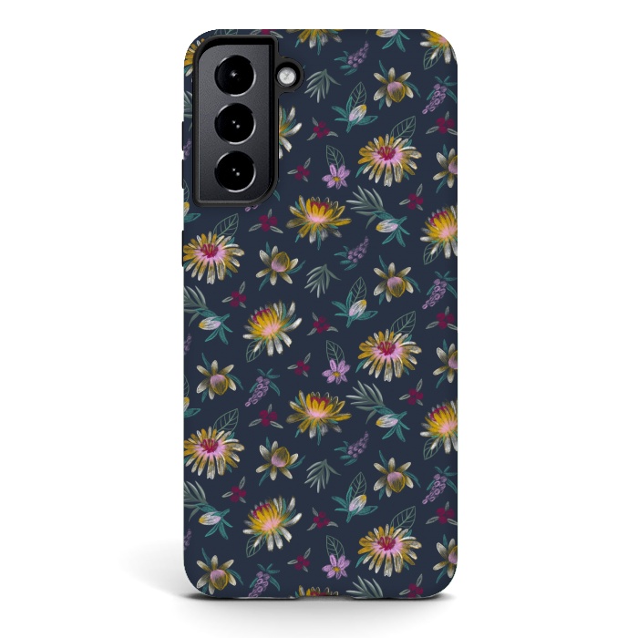 Galaxy S21 StrongFit Blue Floral by Tishya Oedit