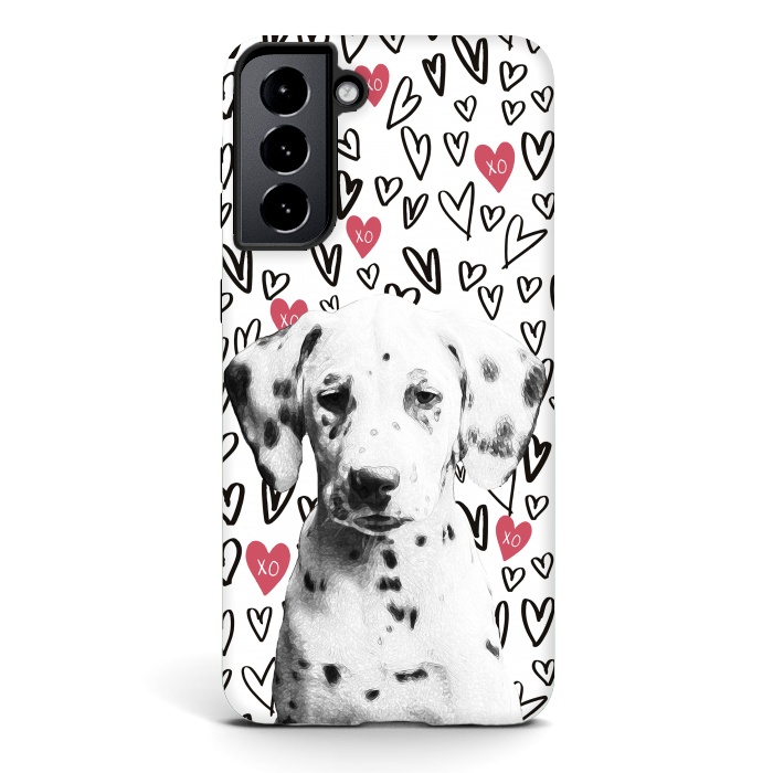 Galaxy S21 StrongFit Cute Dalmatian and hearts Valentine's day by Oana 