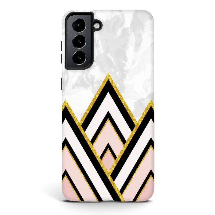 Galaxy S21 plus StrongFit Geometric pink gold triangles by Jms