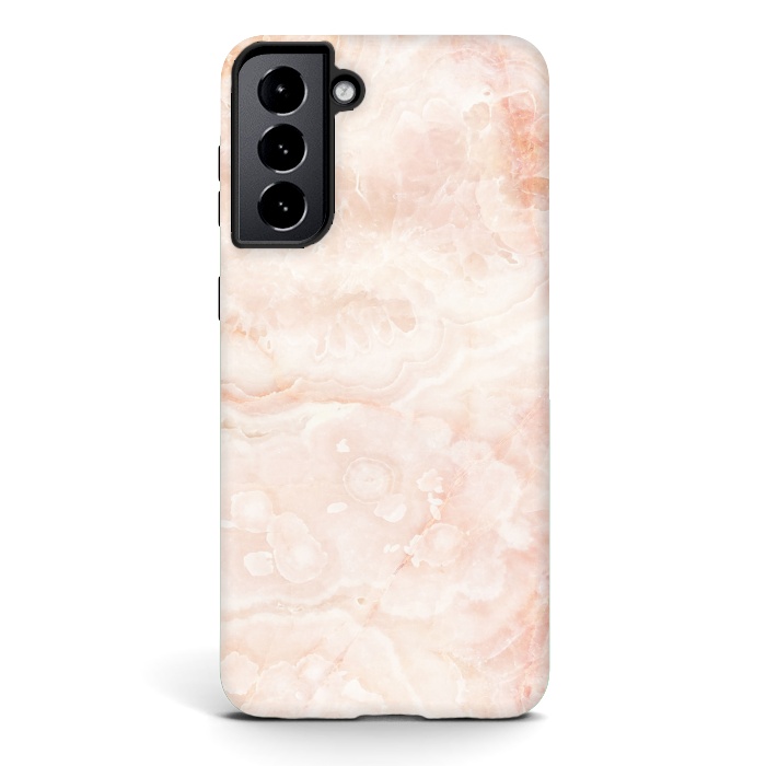 Galaxy S21 plus StrongFit Pastel peach beige marble by Oana 