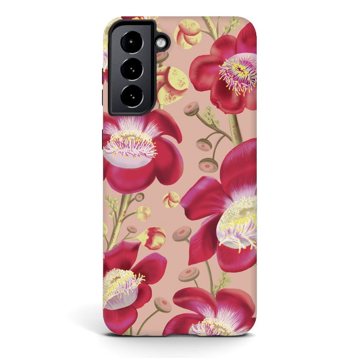 Galaxy S21 StrongFit Cannonball Tree Pattern - Blush by Anis Illustration