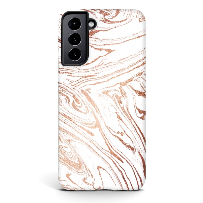 Galaxy S21 StrongFit White marble with rose gold details by Oana 