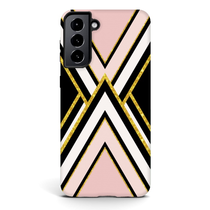 Galaxy S21 StrongFit Pink gold geometric by Jms