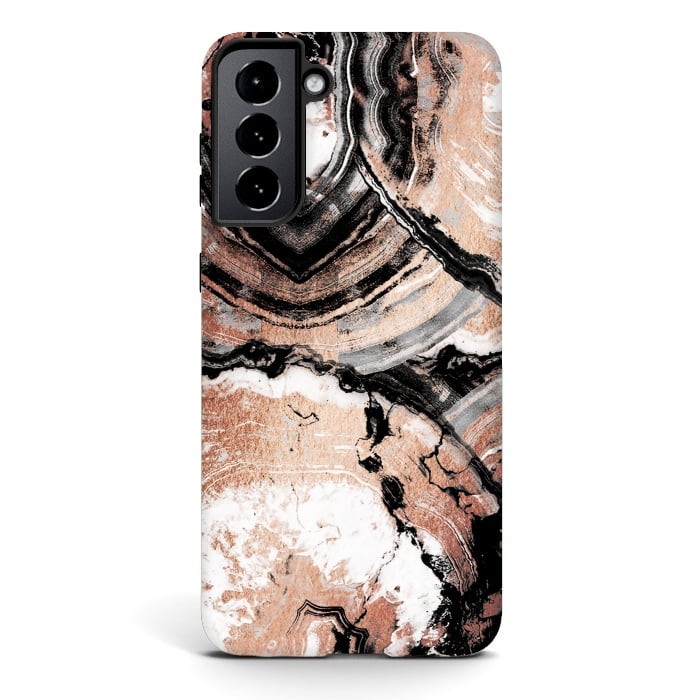 Galaxy S21 StrongFit Rose gold geode marble by Oana 