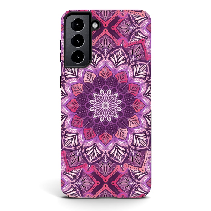 Galaxy S21 StrongFit Perfect Pearly Plum Mandala by Micklyn Le Feuvre