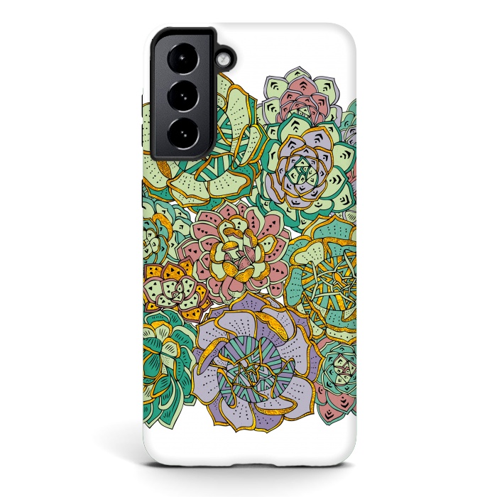 Galaxy S21 StrongFit Colorful Succulents by Pom Graphic Design