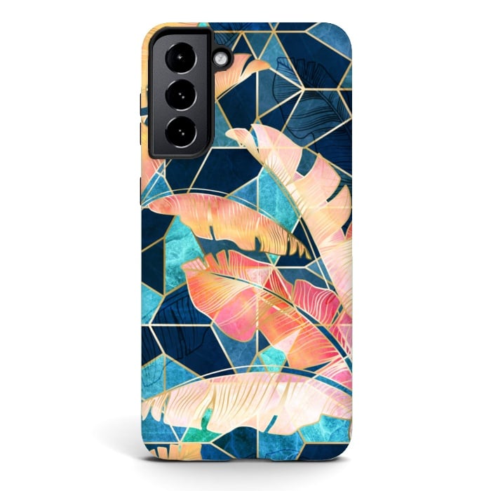 Galaxy S21 plus StrongFit Marbled Topical Sunset by gingerlique
