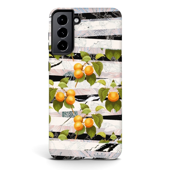 Galaxy S21 StrongFit Colorful peaches and marble stripes by Oana 