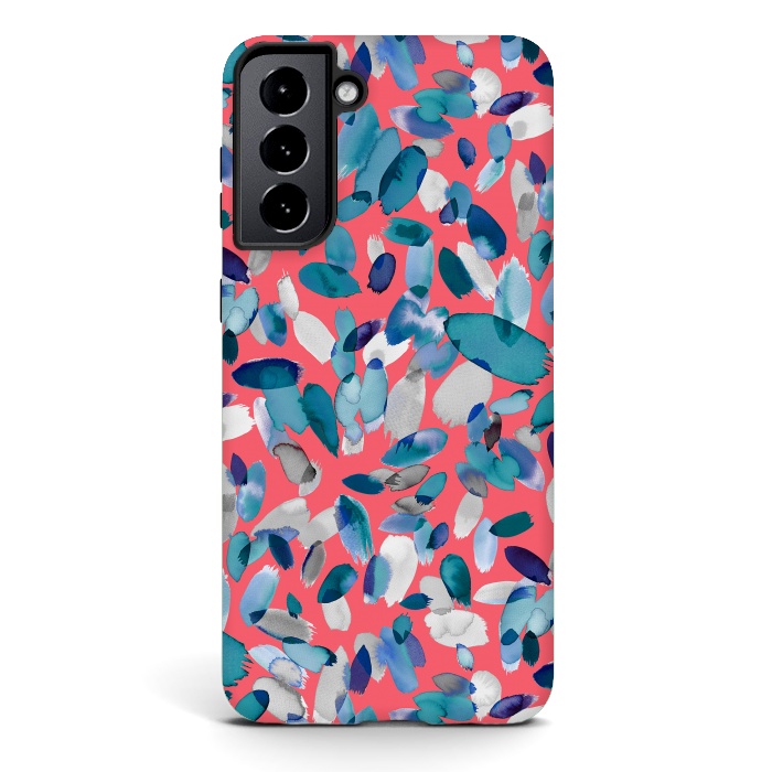 Galaxy S21 plus StrongFit Abstract Petal Stains Colorful Red Blue by Ninola Design