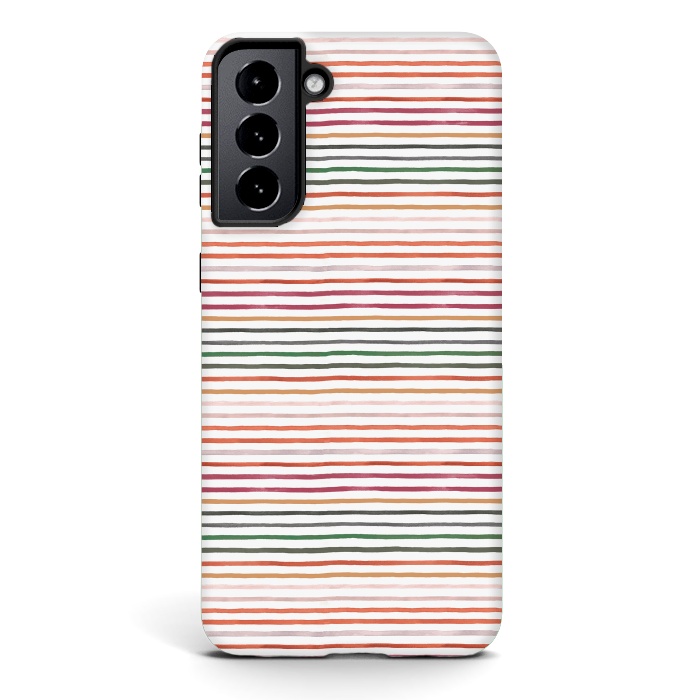 Galaxy S21 StrongFit Marker Stripes and Lines Orange Green by Ninola Design