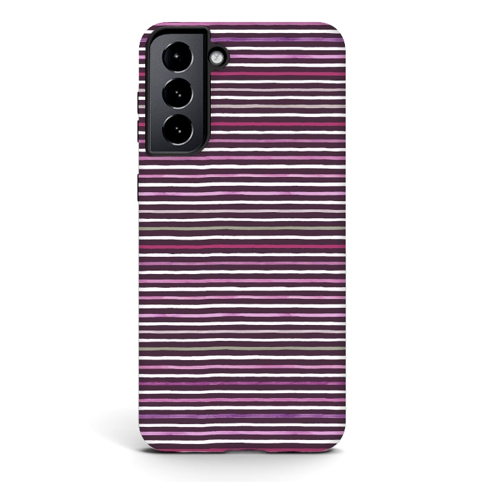 Galaxy S21 StrongFit Marker Stripes Lines Purple Dark Pink by Ninola Design