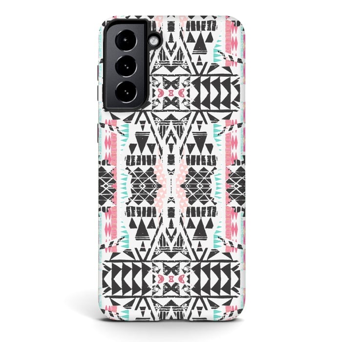 Galaxy S21 StrongFit Playful tribal ethnic triangles by Oana 