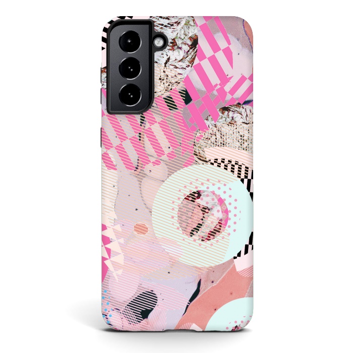 Galaxy S21 StrongFit Colorful abstract geometric Memphis art deco by Oana 