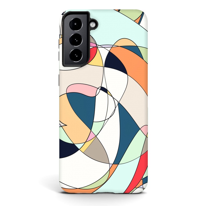 Galaxy S21 plus StrongFit Modern Colorful Abstract Line Art Design by InovArts