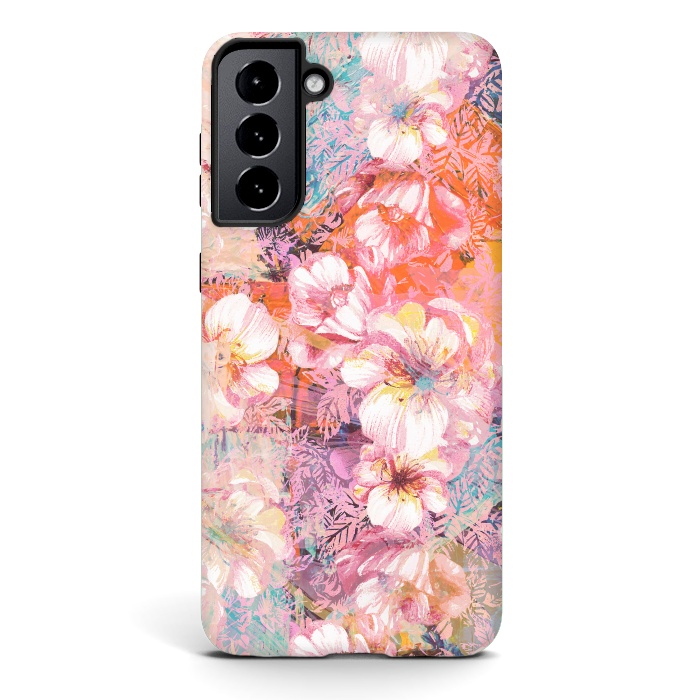 Galaxy S21 StrongFit Colorful brushed roses painting by Oana 