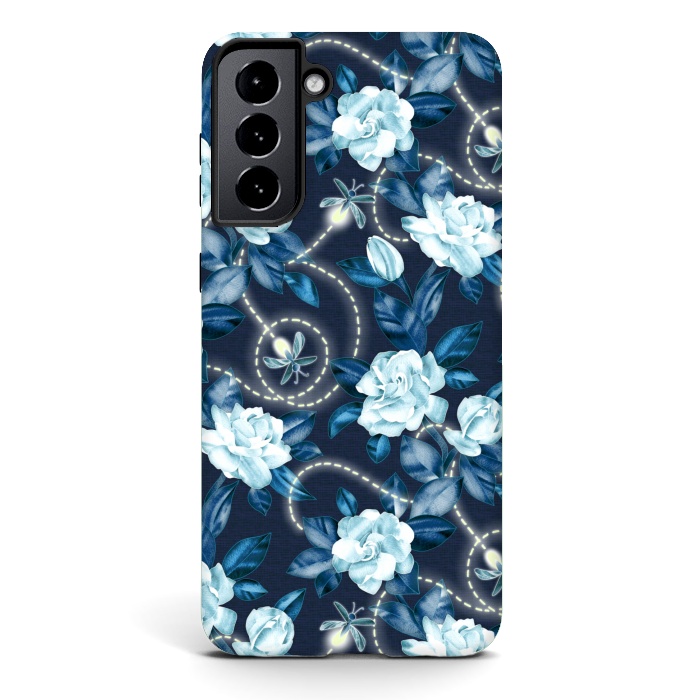 Galaxy S21 plus StrongFit Midnight Sparkles - fireflies and flowers by Micklyn Le Feuvre