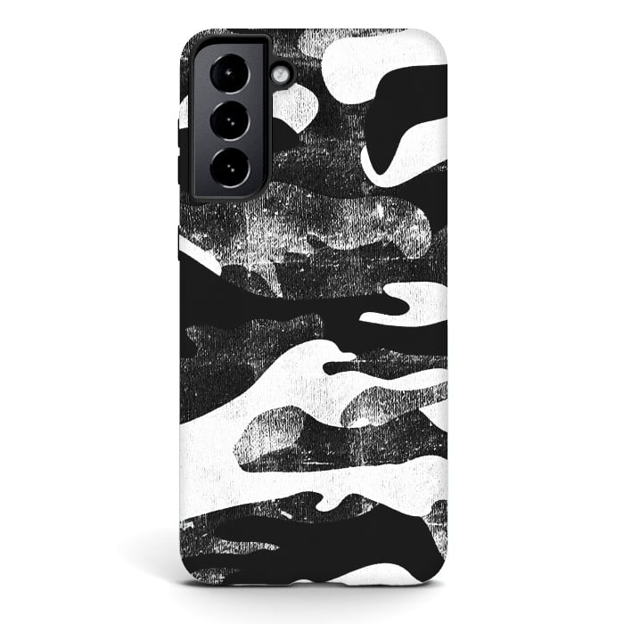 Galaxy S21 plus StrongFit Textured grunge monochrome camouflage by Oana 