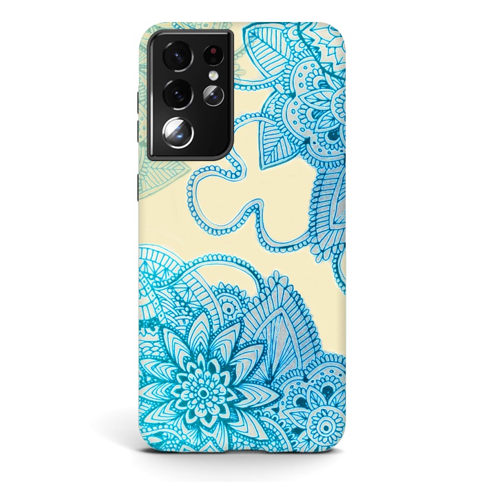 Galaxy S21 ultra StrongFit Floral Doodle G580 by Medusa GraphicArt