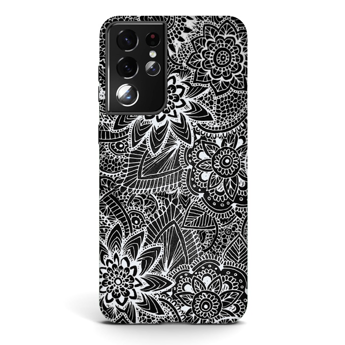 Galaxy S21 ultra StrongFit Floral Doodle G581 by Medusa GraphicArt