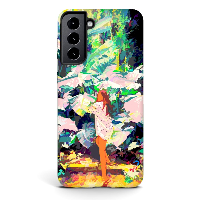 Galaxy S21 StrongFit Live Quietly In a Corner Of Nature, Modern Bohemian Woman Jungle Forest Eclectic Painting by Uma Prabhakar Gokhale