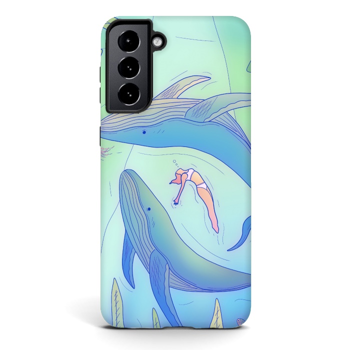Galaxy S21 plus StrongFit The girl and the whales by Steve Wade (Swade)